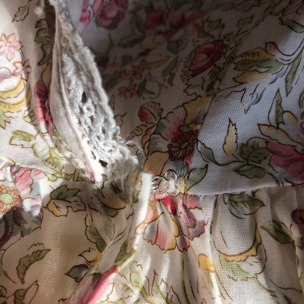 Vintage Laura Adams Floral Robe Wrap Cottage Prairie Maxi Dress M/L - Picture 10 of 11
